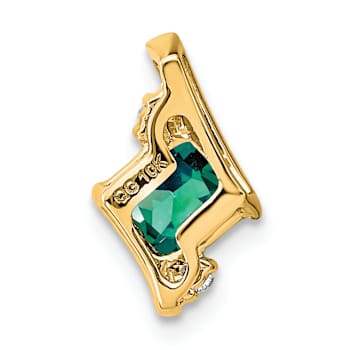10k Yellow Gold 0.66 ctw Cushion Lab Created Alexandrite and Diamond
Chain Slide Pendant