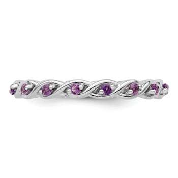 Sterling Silver Stackable Expressions Amethyst Ring 0.31ctw