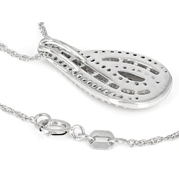 White Diamond Rhodium Over Sterling Silver Slide Pendant With 18"
Rope Chain 0.50ctw