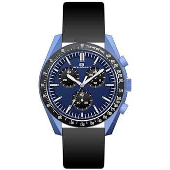Oceanaut Men's Orbit Blue Dial, Black Leather Strap Watch