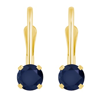 4mm Round Sapphire 14k Yellow Gold Drop Earrings