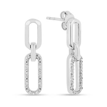 Rhodium Over Sterling Silver Lab Grown Diamond VS Drop Earrings