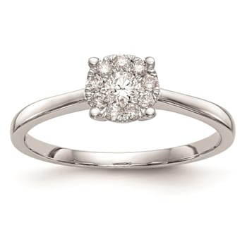 Rhodium Over 14K White Gold Diamond Cluster Engagement Ring 0.23ctw