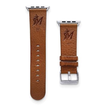 Gametime MLB Miami Marlins Tan Leather Apple Watch Band (42/44mm S/M).
Watch not included.