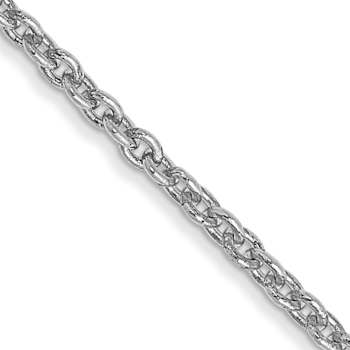 Rhodium Over 14k White Gold 1.4mm Solid Forzantine Cable 20 Inch Chain