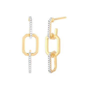 Diamond Accent Trio Link Drop Earrings In 14K Gold Over Sterling Silver
