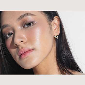 Rachel Zoe Pear-Shaped CZ J-Hoop Stud Earrings in 14K Gold Over Sterling Silver