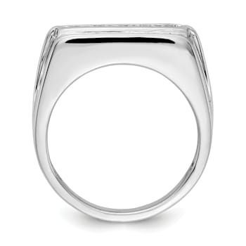 Rhodium Over 14K White Gold Lab Grown Diamond 5-stone Men's Ring
