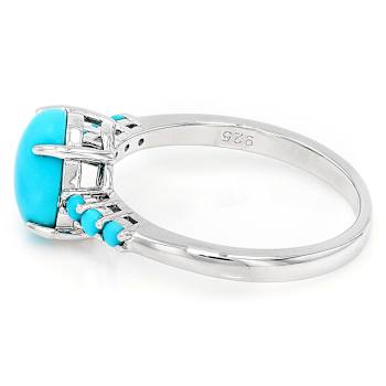 Turquoise Round And Oval Ring In Platinum Over Sterling Silver