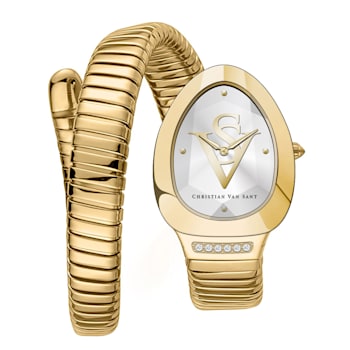 Christian Van Sant Women's Naga White Dial, Yellow Stainless Steel Watch