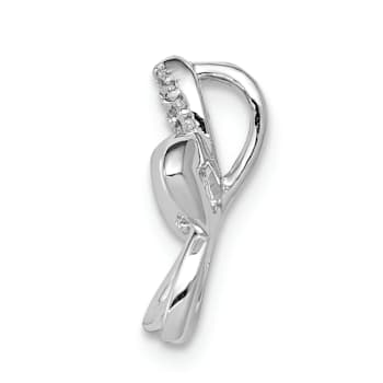 Rhodium Over 14k White Gold Diamond Accent Flower Chain Slide Pendant