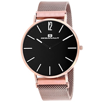 Oceanaut Men's Magnete Black Dial, Rose Stainless Steel mesh Watch