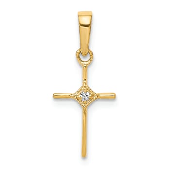 10k Yellow Gold Small Diamond Cross Pendant