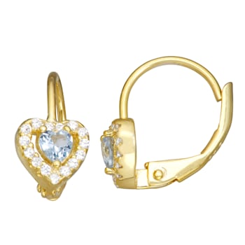 Blue And White Cubic Zirconia 14k Yellow Gold Over Sterling Silver
Children's Heart Earrings 0.63ctw