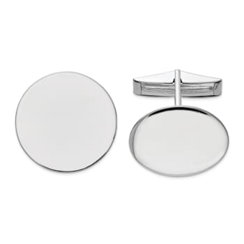 Rhodium Over 14K White Gold Men's Circular Cuff Links