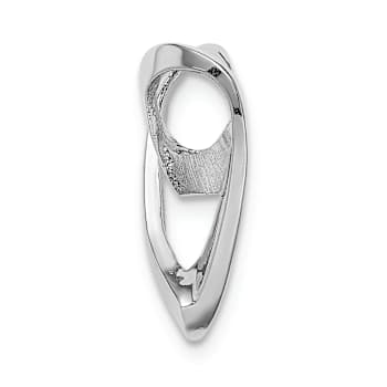 Rhodium Over 14k White Gold Polished Reversible Heart Chain Slide Pendant