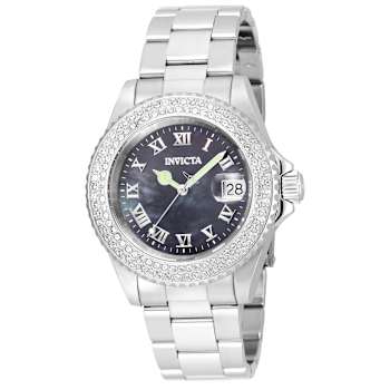 Invicta Angel 40mm Black Dial Stainless Steel Quartz Watch