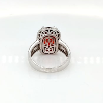 6.25 Cts Rhodochrosite and 0.99 Cts White Diamond Ring in 14K WG