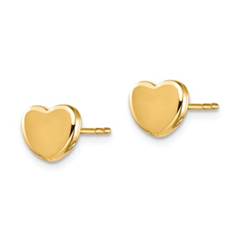 14k Yellow Gold Polished Heart Stud Earrings