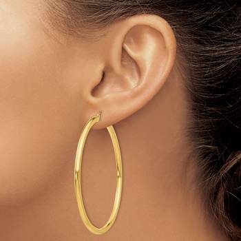 14k Yellow Gold Polished 2 3/8" Tube Hoop Earrings