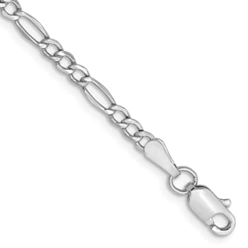 Rhodium Over 14k White Gold 2.5mm Figaro Link Bracelet, 7 Inches