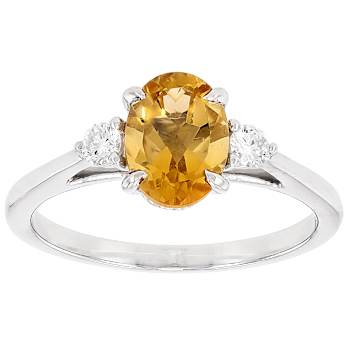 CitrIne And Lab-Grown Diamond Three-Stone Ring In Sterling Silver