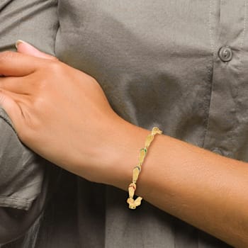 14k Yellow Gold Textured Multi-Color Enamel Flip Flop Bracelet