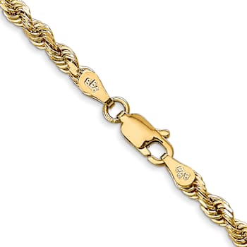 14k Yellow Gold 3.35mm Solid Diamond-Cut Quadruple Rope 24 Inch Chain