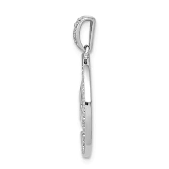 Rhodium Over 14k White Gold Diamond Allah, Star and Crescent Pendant