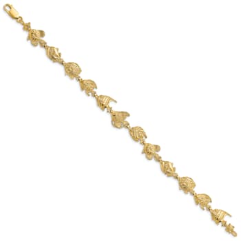 14k Yellow Gold Textured Fish Bracelet