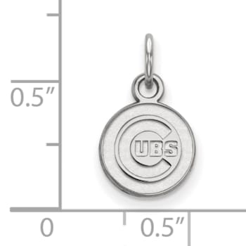 Rhodium Over Sterling Silver MLB Chicago Cubs LogoArt Circle Pendant