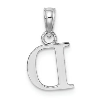 Rhodium Over 14k White Gold Polished Block Letter D Initial Pendant