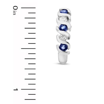 0.76ctw Sapphire and Diamond J-Hoop Earrings in 14k White Gold