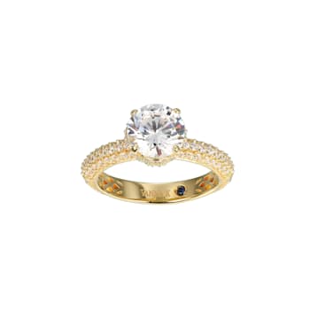 White Cubic Zirconia 18k Yellow Gold Over Sterling Silver Ring 4.05ctw