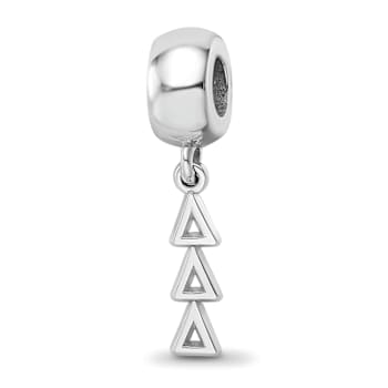 Rhodium Over Sterling Silver LogoArt Delta Delta Delta Vertical Letters
on Bead