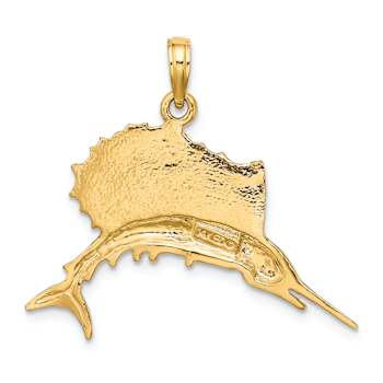 14k Yellow Gold Polished Sailfish Pendant