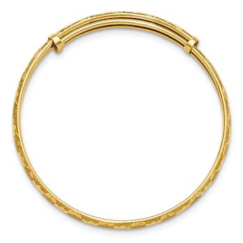 14k Yellow Gold Children's 3.15mm Polished Satin and Diamond-Cut
Adjustable Baby Bangle