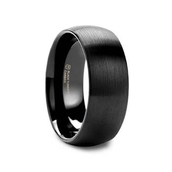 RAIDER Domed Brush Finished Black Tungsten Wedding Band 8mm
