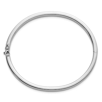 Rhodium Over Sterling Silver 4mm Flat Bangle
