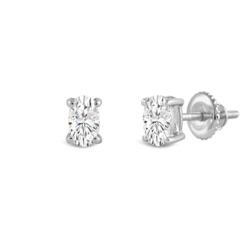 White Cubic Zirconia 14k White Gold Studs With Velvet Gift Box 0.50ctw
