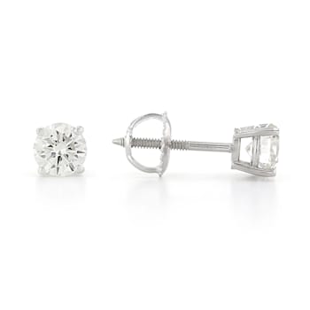 Certified White Lab-Grown Diamond H-I SI 14k White Gold Stud Earrings 1.00ctw