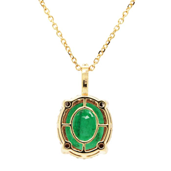 4.99 Ctw Emerald and 0.24 Ctw White Diamond Pendant in 14K YG