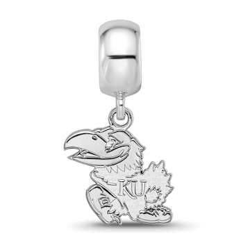 Sterling Silver Rhodium-plated LogoArt University of Kansas Small Dangle Bead