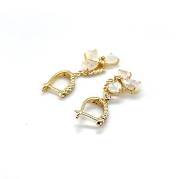 14K Yellow Gold Over Sterling Silver Moonstone Pear Drop Earrings