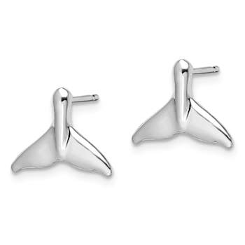 Rhodium Over Sterling Silver Polished Whale Tail Post Earrings