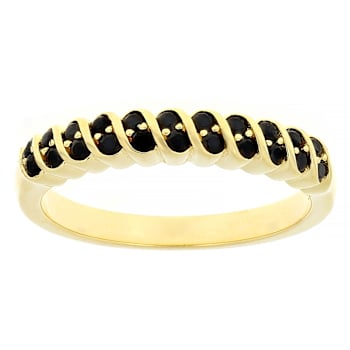 Black Spinel Band Ring In 18K Gold Over Sterling Silver 0.36ctw