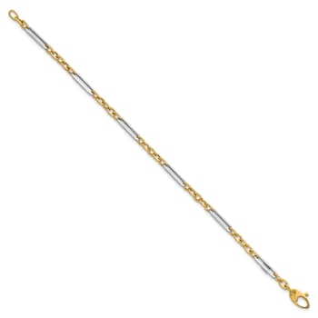 14K Two-Tone Oval and Paperclip Link 7.5 Inch Bracelet