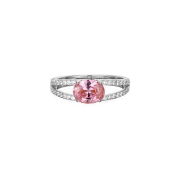 Pink And White Cubic Zirconia Platinum Over Sterling Silver Ring 1.72ctw