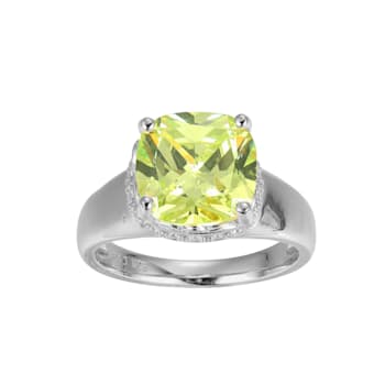 Green And White Cubic Zirconia Platinum Over Silver August Birthstone
Ring 6.98ctw