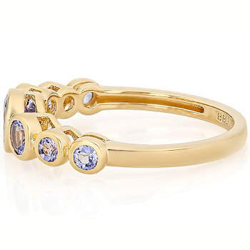 Blue Tanzanite Band Ring In 18K Gold Over Sterling Silver 0.94ctw